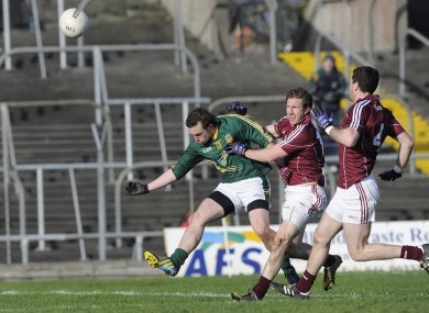 Meath's Eamonn Wallace in action against Galway's Gary Sice.