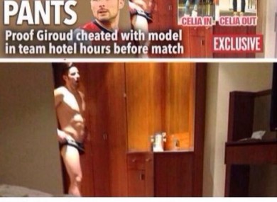 Giroud pictured in his hotel room.