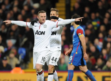Manchester United's Wayne Rooney celebrates scoring their second goal.