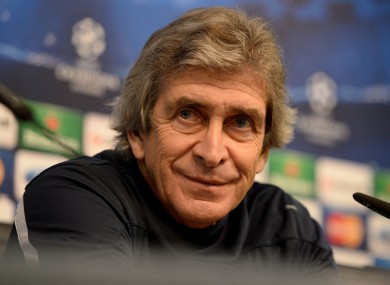 Manchester City manager Manuel Pellegrini at today's press conference.