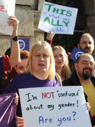 Demonstration for gender legal recognition outside Leinster House in Dublin October, 2012