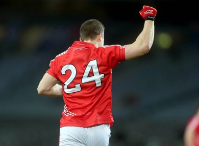 Colm O'Neill celebrates his late point for Cork.
