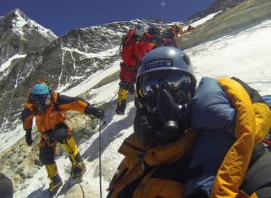 File: Climbers on Everest