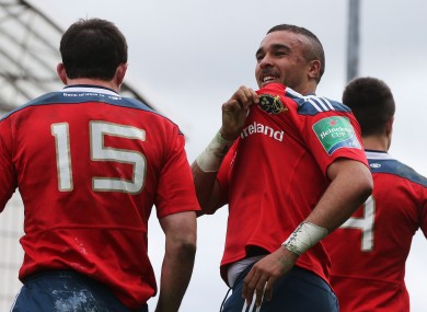 Felix Jones (15) and Simon Zebo.