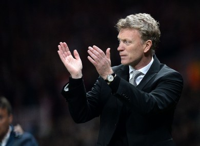 Manchester United manager David Moyes leaves the pitch after his team's 1-1 draw with Bayern Munich.