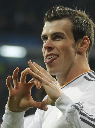Gareth Bale celebrates scoring the opening goal.