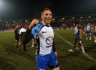 Duffy celebrates Connacht's victory over Toulouse in France.