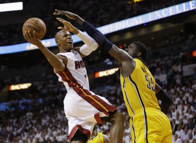 Ray Allen (left) was four-from-four from the arc in the fourth quarter.