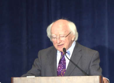 President Higgins delivers his speech.