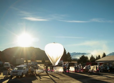One of Google's Project Loon balloons getting ready for launch.