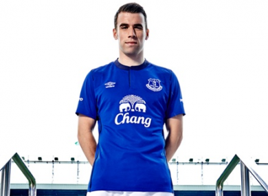 Seamus Coleman pictured in the new Everton kit.