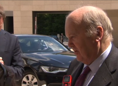 Noonan arriving a meeting of EU finance ministers this morning.