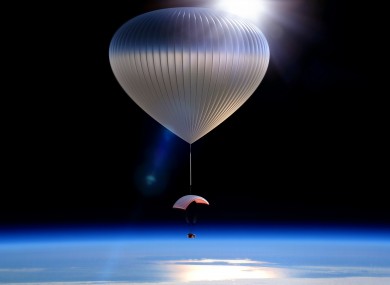 An artist rendering of the World View Voyager balloon carrying a space capsule