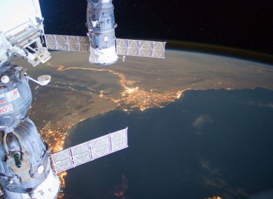 A view of the Middle East at night