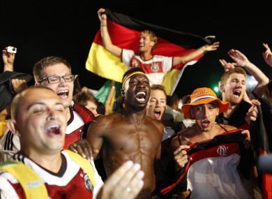 Germany fans celebrate their win over Brazil in the semi-final.