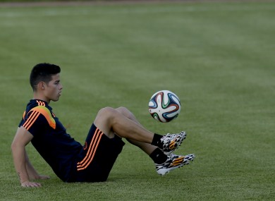 Rodriguez working on the core skills at Colombia training.