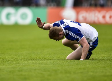 Colin Walshe beats the turf after his side's loss to Donegal.