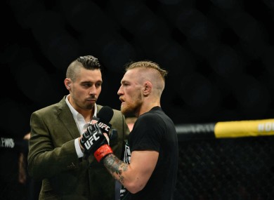 McGregor being interviewed by Dan Hardy after his win on Saturday.