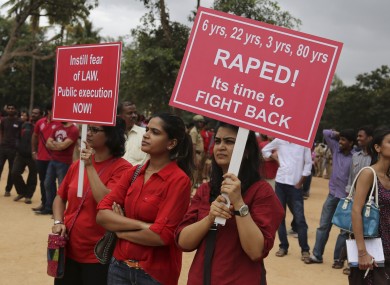 Protesters in India today after a 6-year-old was allegedly raped at a school in Bangalore