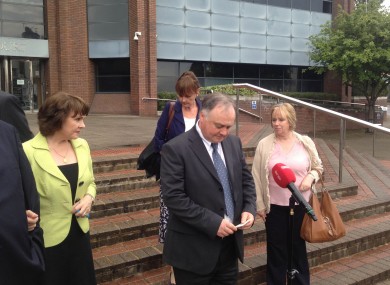 John Brown, brother of Eurovision Song Contest winner and former Irish presidential candidate Dana Rosemary Scallon speaks to the media as he leaves Harrow Crown Court.