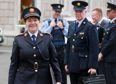Acting Commissioner Noirín O'Sullivan and other senior gardaí at Leinster House today.