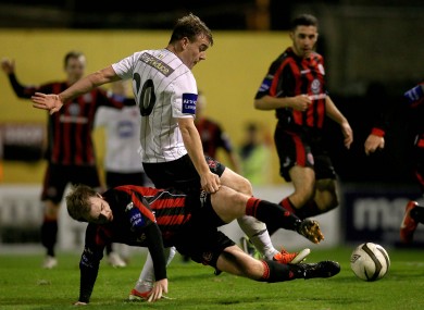 Vinny Faherty (pictured here in action for Dundalk last season) scored a treble for Galway FC.