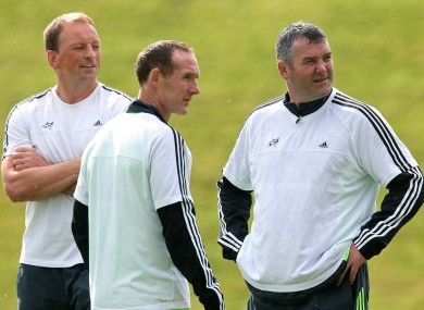 Technical Advisor Mick O'Driscoll, Assistant coach Ian Costello and head coach Anthony Foley oversee training at UL last week.