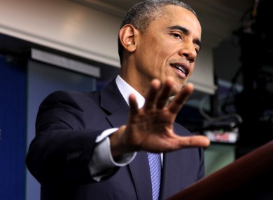 President Barack Obama speaks in the Brady Press Briefing Room of the White House today.