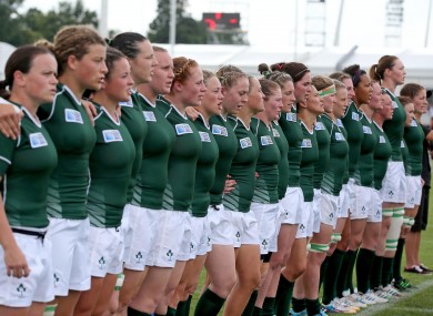 Ireland line up for the pre-match anthem on Friday.