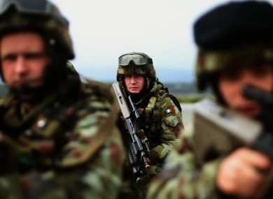 Irish troops in training for their deployment to the UN Disengagement Observation Force in the Golan Heights.