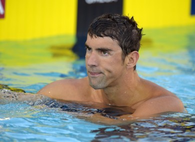 Phelps shows his disappointment as his showing.