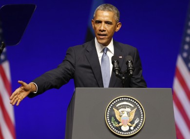 Obama speaking in Estonia on a visit to Baltic leaders.