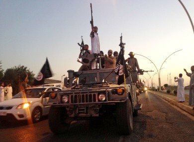 Fighters from the Islamic State group in Mosul, Iraq.