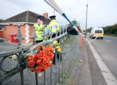 Flowers left at the scene in Charleville.