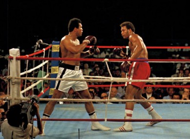 Ali vs Foreman in the Rumble in the Jungle in 1974.