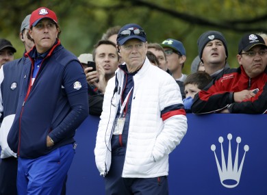 US team captain Tom Watson and Phil Mickelson.