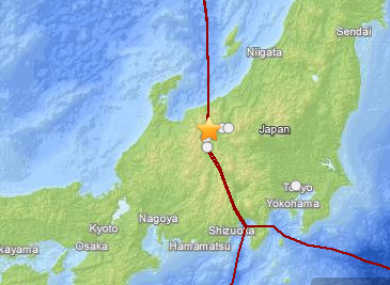 The epicentre of the quake according to the US Geological Survey.