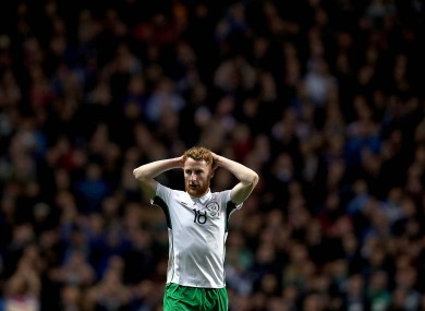 Ireland's Stephen Quinn dejected after the game.