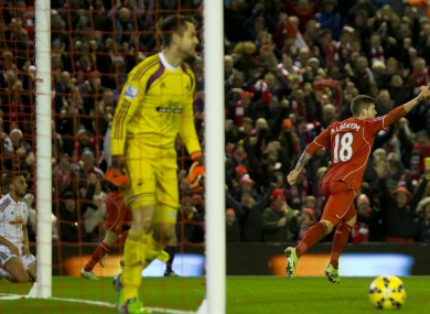 Alberto Moreno opened the scoring at Anfield.