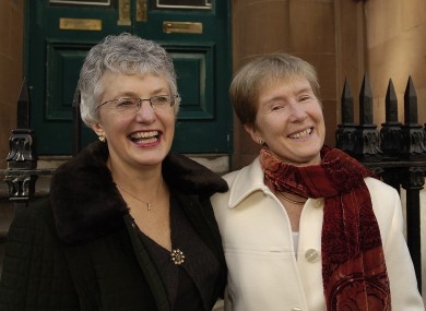 Katherine Zappone and Ann Louise Gilligan outside the High Court in 2006.