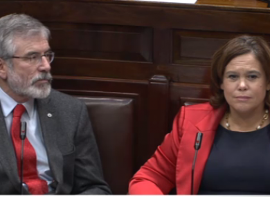Sinn Féin leader Gerry Adams and deputy leader Mary Lou McDonald
