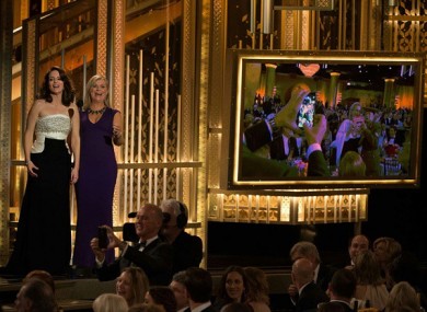 Tina Fey and Amy Poehler presenting the 2015 ceremony