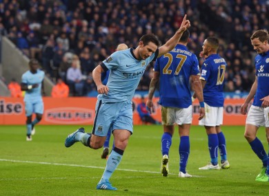Frank Lampard celebrates scoring at Leicester.