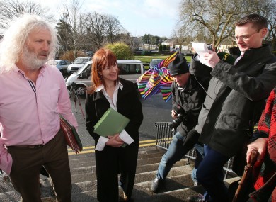Mick Wallace and Clare Daly arrive at Ennis District Court today