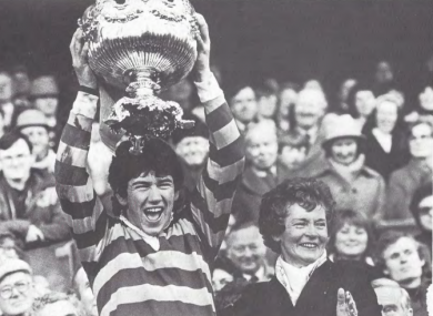 De La Salle Churchtown captain Michael McArdle lifts the senior cup in 1983.
