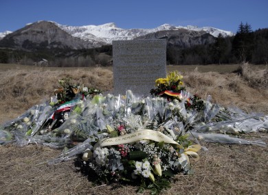 A memorial laid in memory of the victims of the Germanwings jetliner crash
