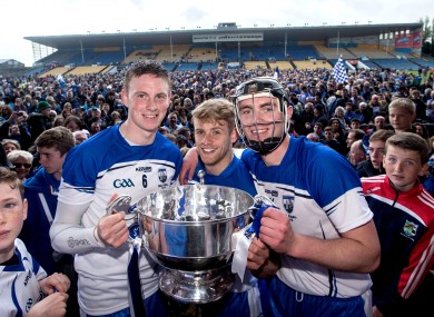 Waterford trio Austin Gleeson, Martin O'Neill and Pauric Mahony celebrate their victory.