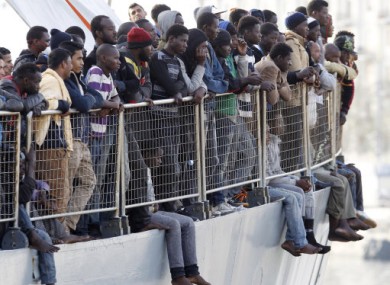Migrants waiting to disembark in Italy last week.