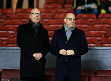 Manchester United joint chairmen Joel Glazer (right) and Avram Glazer (left) pictured earlier this year.