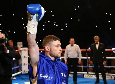 Carl Frampton enters the ring during his fight in Belfast last February.